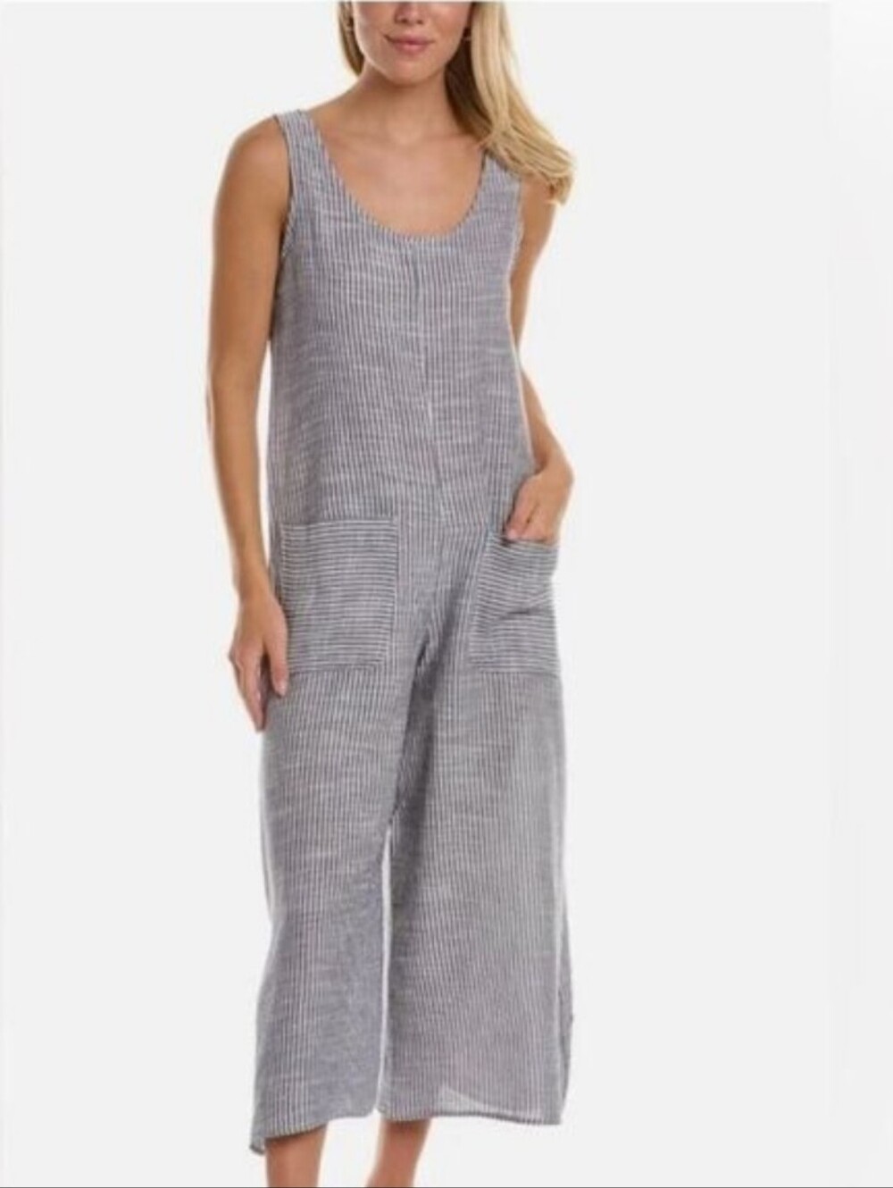 Max Studio Monochrome Jumpsuit wide leg. Size: L Color: Blue/White Stripe